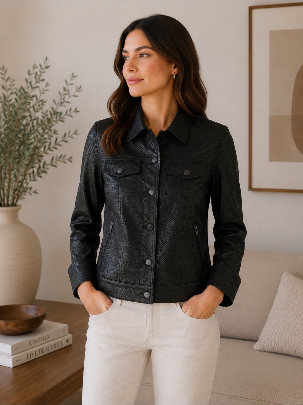 Pam & Gela Black Textured Jacket – Size P – Like New